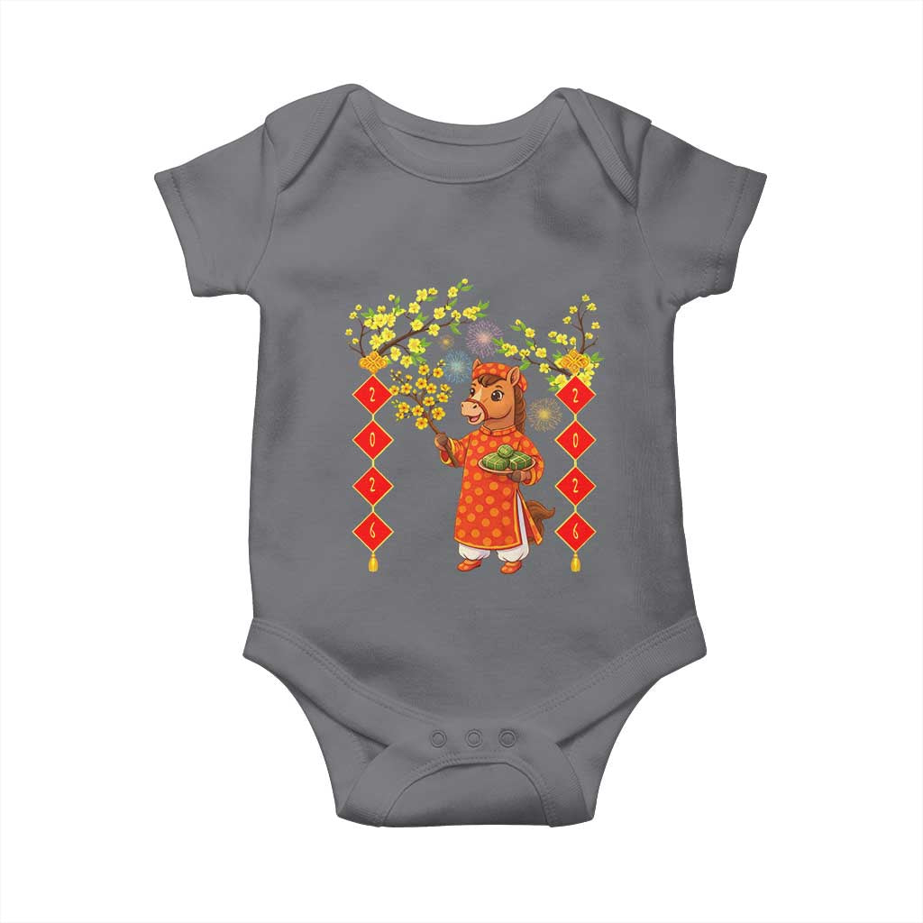 Funny Tet Holiday Baby Onesie Cute Horse In Ao Dai - Wonder Print Shop
