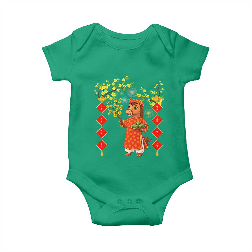 Funny Tet Holiday Baby Onesie Cute Horse In Ao Dai - Wonder Print Shop