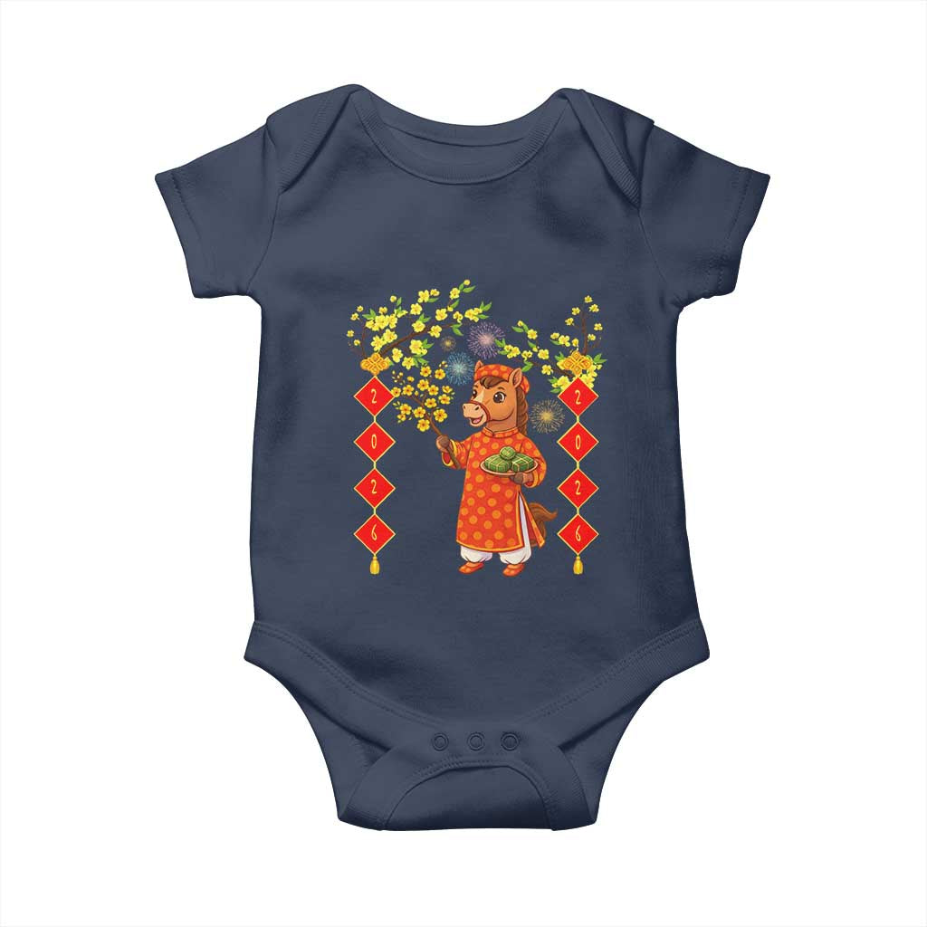 Funny Tet Holiday Baby Onesie Cute Horse In Ao Dai - Wonder Print Shop