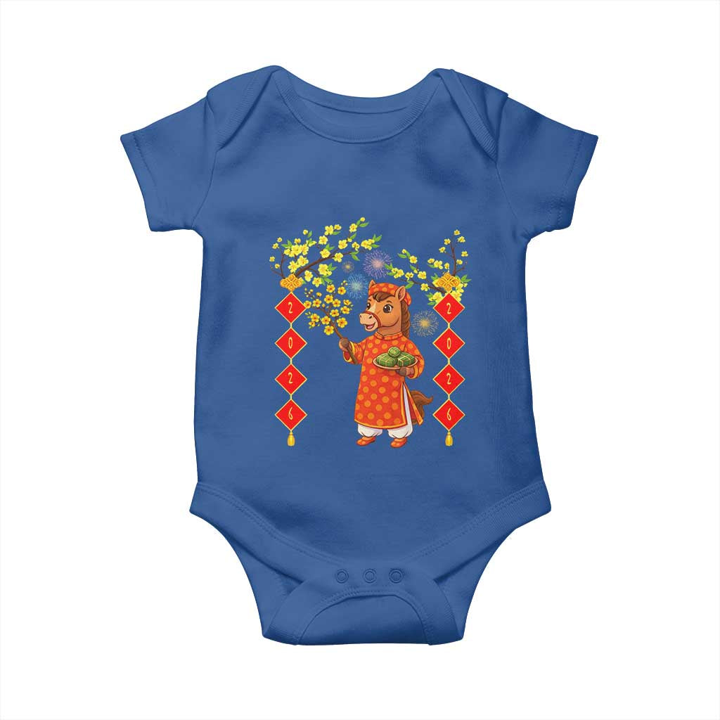 Funny Tet Holiday Baby Onesie Cute Horse In Ao Dai - Wonder Print Shop