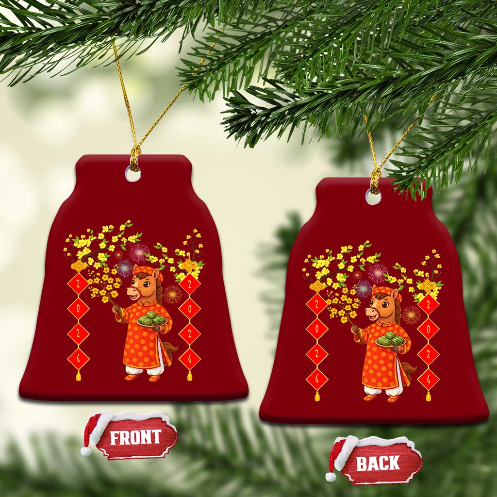 Funny Tet Holiday Ceramic Ornament Cute Horse In Ao Dai - Wonder Print Shop