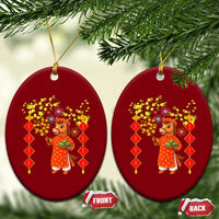 Funny Tet Holiday Ceramic Ornament Cute Horse In Ao Dai - Wonder Print Shop