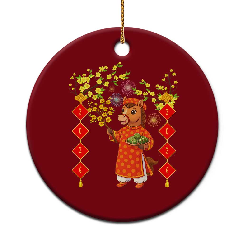 Funny Tet Holiday Ceramic Ornament Cute Horse In Ao Dai - Wonder Print Shop