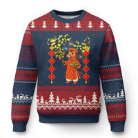Funny Tet Holiday Ugly Christmas Sweater Cute Horse In Ao Dai - Wonder Print Shop