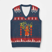 Funny Tet Holiday V-Neck Knit Sweater Vest Cute Horse In Ao Dai - Wonder Print Shop