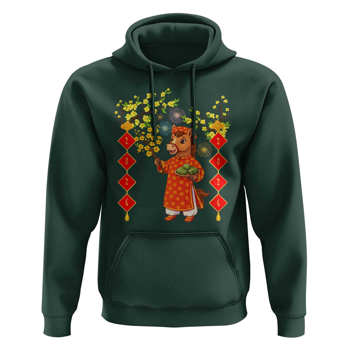 Funny Tet Holiday Hoodie Cute Horse In Ao Dai - Wonder Print Shop