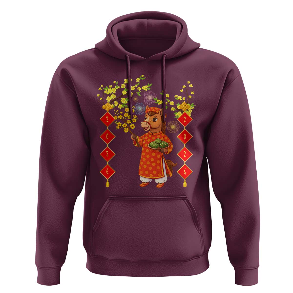 Funny Tet Holiday Hoodie Cute Horse In Ao Dai - Wonder Print Shop