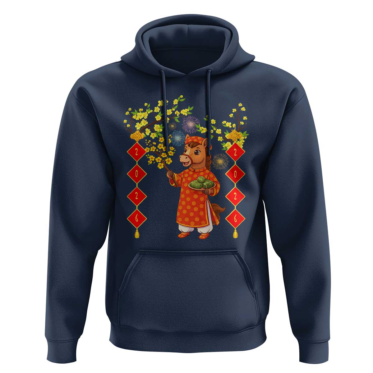 Funny Tet Holiday Hoodie Cute Horse In Ao Dai - Wonder Print Shop