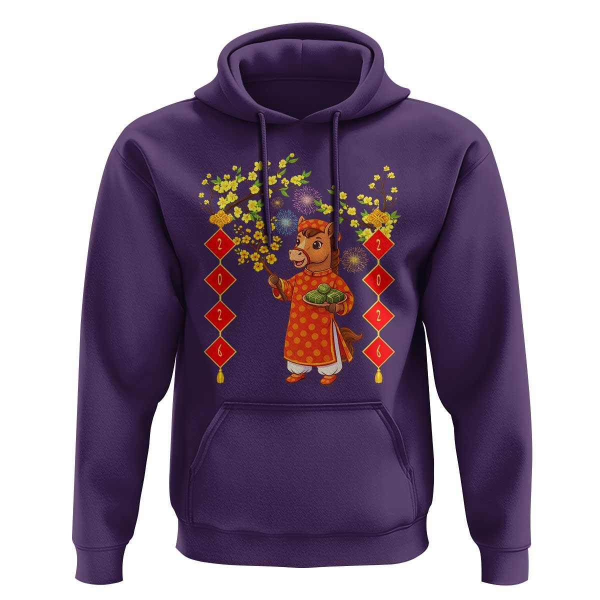 Funny Tet Holiday Hoodie Cute Horse In Ao Dai - Wonder Print Shop