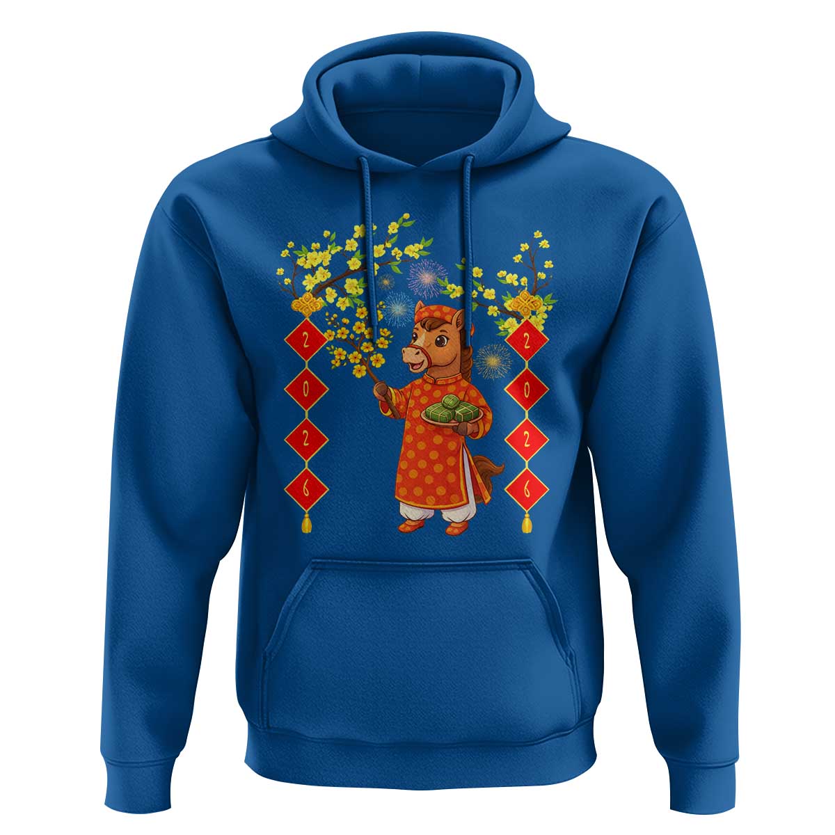 Funny Tet Holiday Hoodie Cute Horse In Ao Dai - Wonder Print Shop