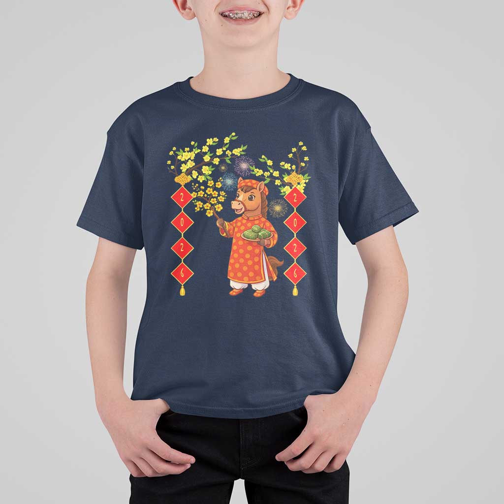 Funny Tet Holiday T Shirt For Kid Cute Horse In Ao Dai - Wonder Print Shop