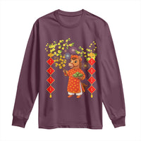 Funny Tet Holiday Long Sleeve Shirt Cute Horse In Ao Dai - Wonder Print Shop