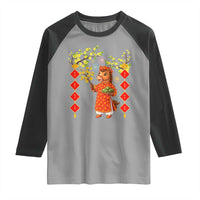 Funny Tet Holiday Raglan Shirt Cute Horse In Ao Dai - Wonder Print Shop