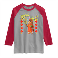 Funny Tet Holiday Raglan Shirt Cute Horse In Ao Dai - Wonder Print Shop