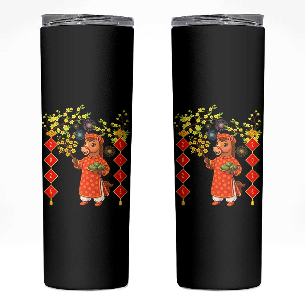 Funny Tet Holiday Skinny Tumbler Cute Horse In Ao Dai - Wonder Print Shop