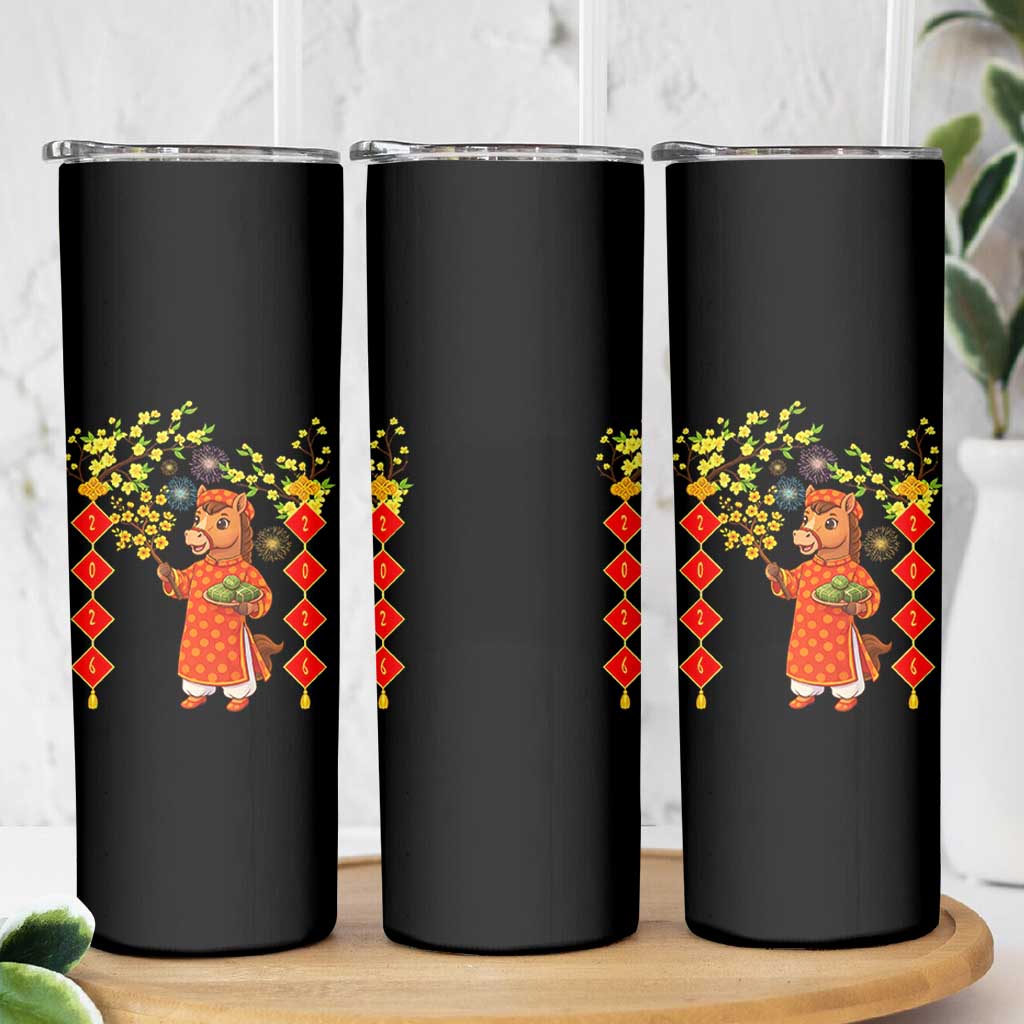 Funny Tet Holiday Skinny Tumbler Cute Horse In Ao Dai - Wonder Print Shop