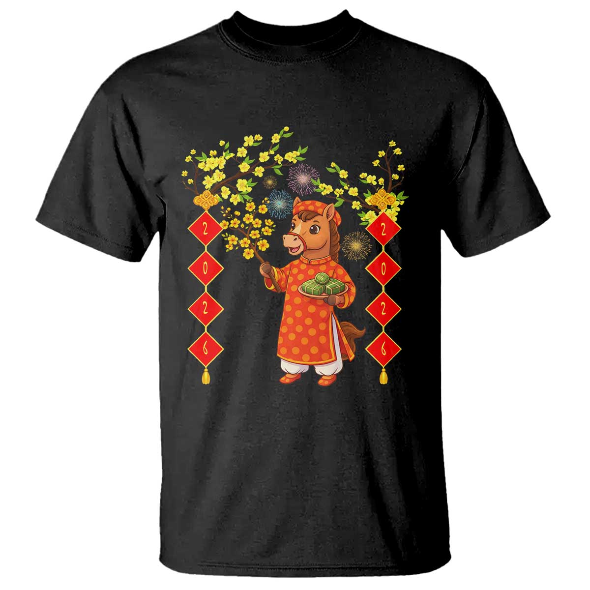 Funny Tet Holiday T Shirt Cute Horse In Ao Dai - Wonder Print Shop