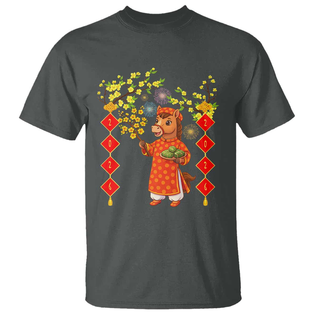 Funny Tet Holiday T Shirt Cute Horse In Ao Dai - Wonder Print Shop