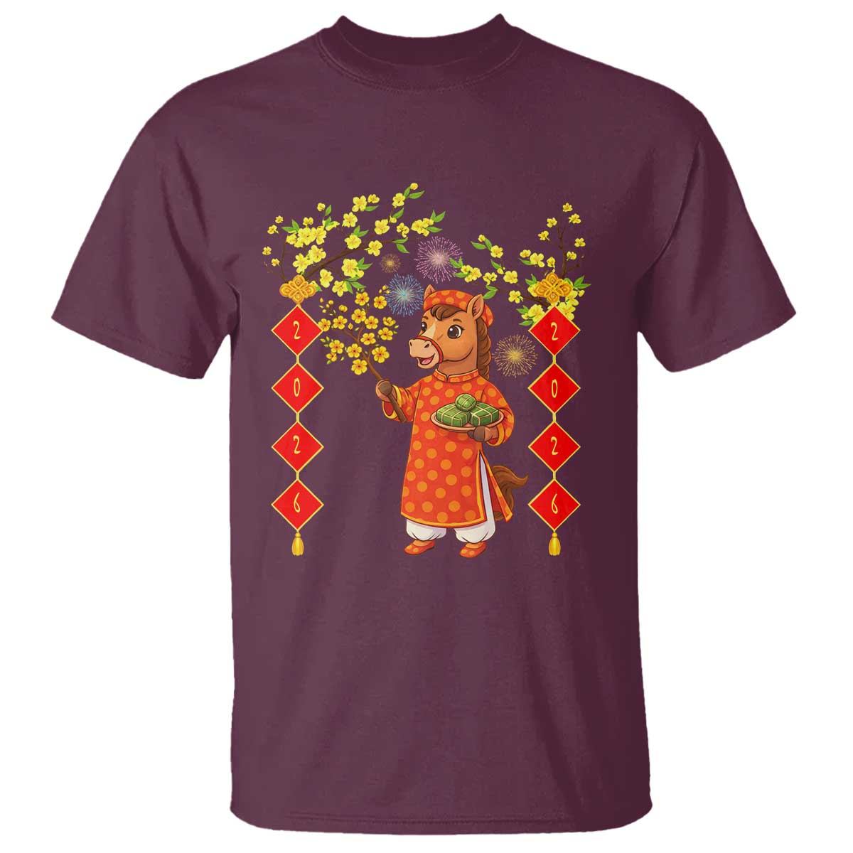 Funny Tet Holiday T Shirt Cute Horse In Ao Dai - Wonder Print Shop
