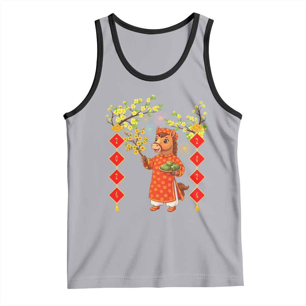 Funny Tet Holiday Tank Top Cute Horse In Ao Dai - Wonder Print Shop