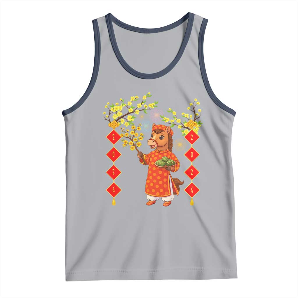 Funny Tet Holiday Tank Top Cute Horse In Ao Dai - Wonder Print Shop
