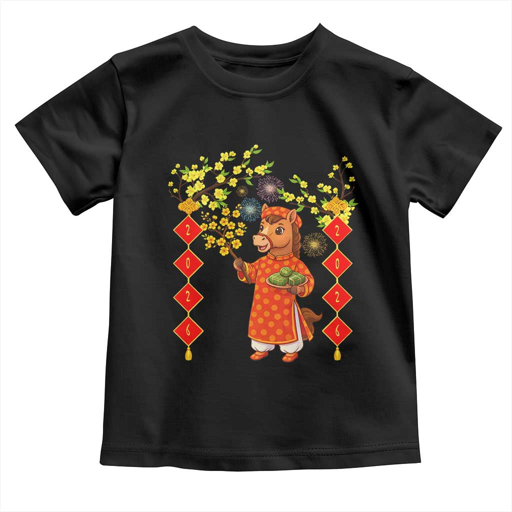 Funny Tet Holiday Toddler T Shirt Cute Horse In Ao Dai - Wonder Print Shop