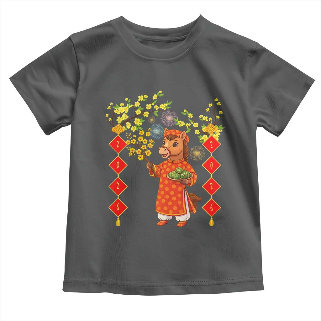 Funny Tet Holiday Toddler T Shirt Cute Horse In Ao Dai - Wonder Print Shop