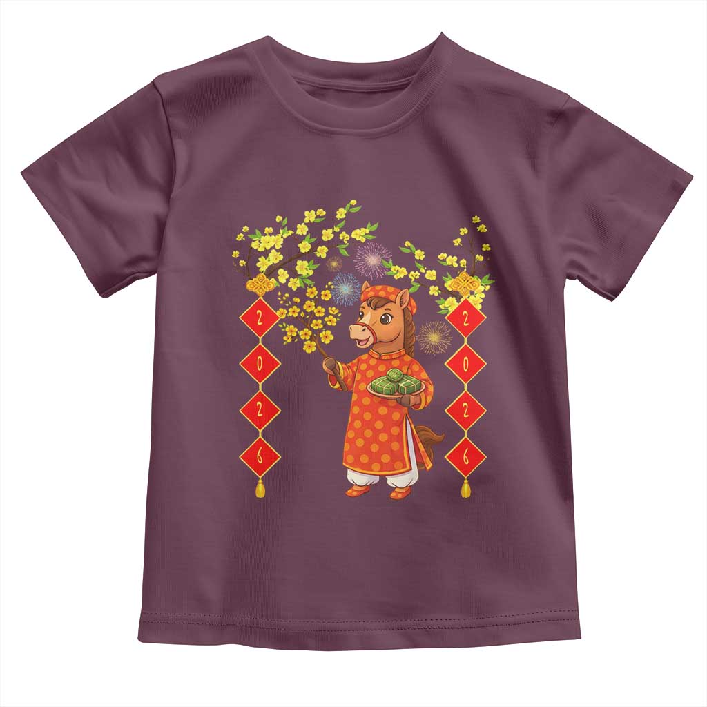 Funny Tet Holiday Toddler T Shirt Cute Horse In Ao Dai - Wonder Print Shop