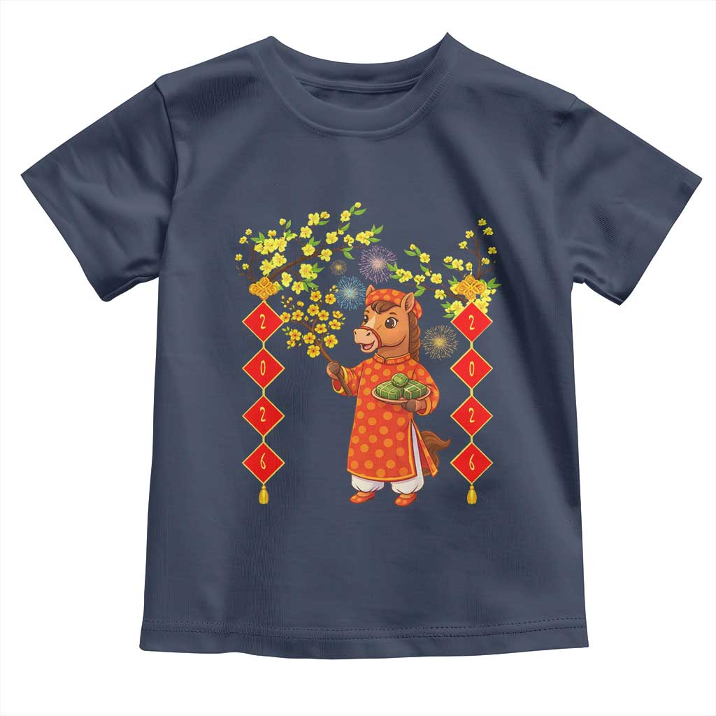 Funny Tet Holiday Toddler T Shirt Cute Horse In Ao Dai - Wonder Print Shop