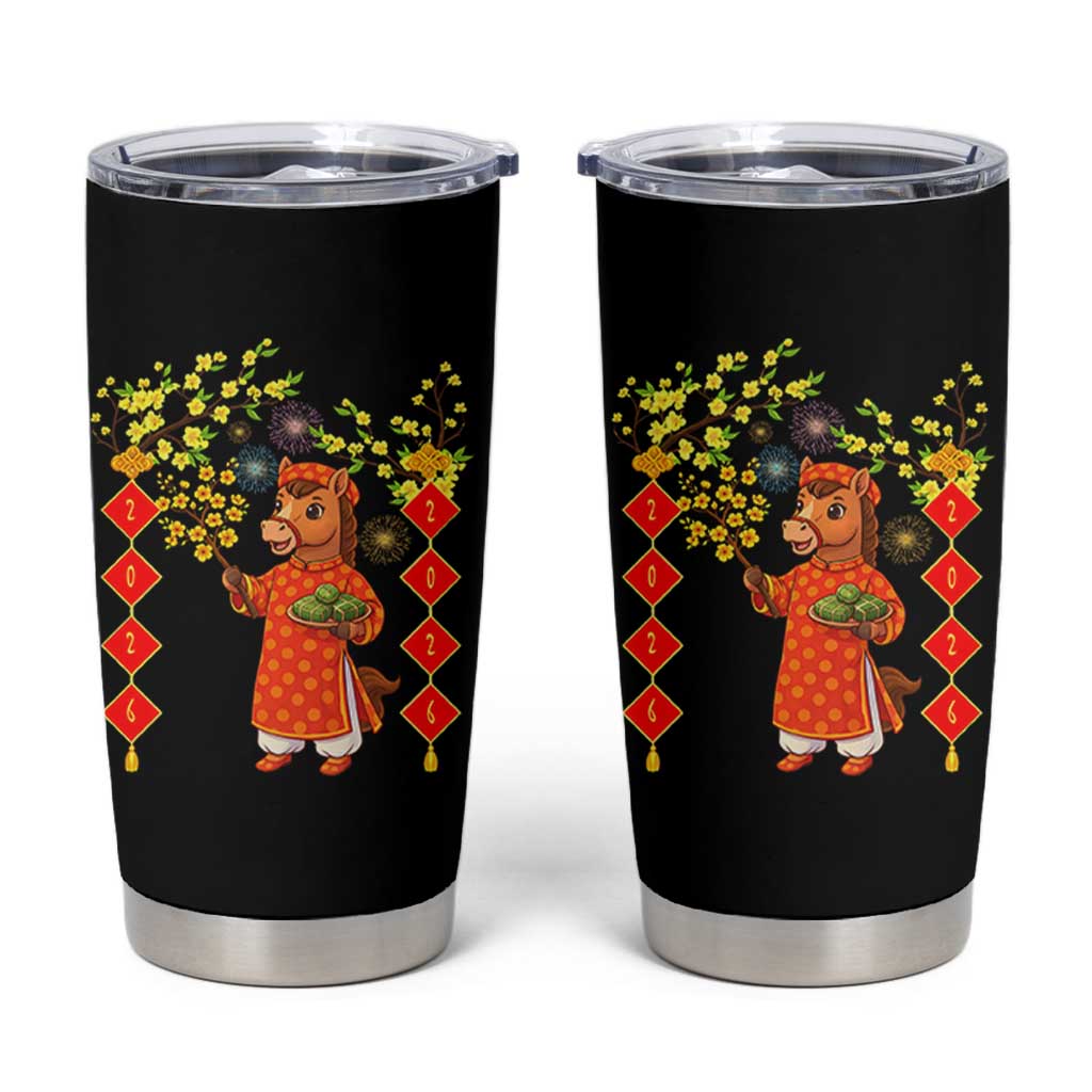 Funny Tet Holiday Tumbler Cup Cute Horse In Ao Dai - Wonder Print Shop