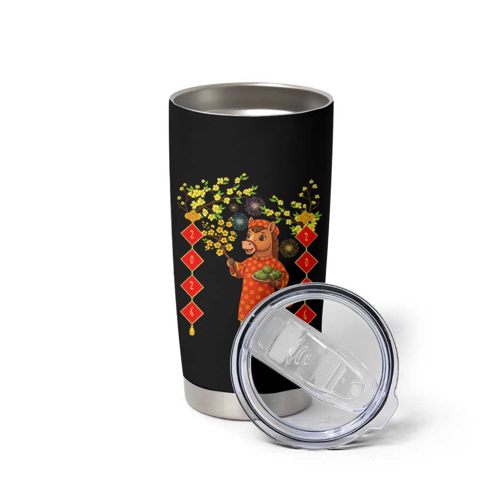 Funny Tet Holiday Tumbler Cup Cute Horse In Ao Dai - Wonder Print Shop