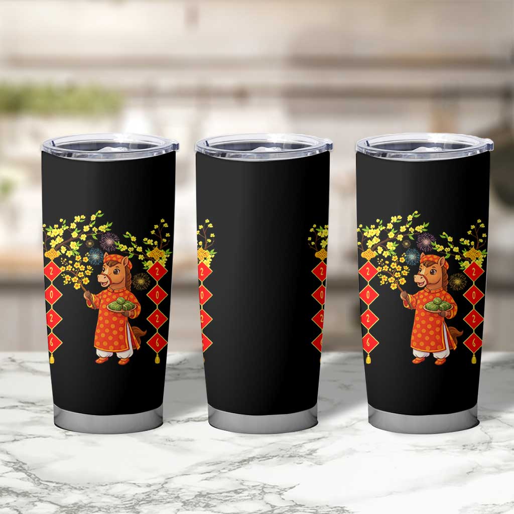 Funny Tet Holiday Tumbler Cup Cute Horse In Ao Dai - Wonder Print Shop
