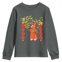 Funny Tet Holiday Youth Sweatshirt Cute Horse In Ao Dai - Wonder Print Shop