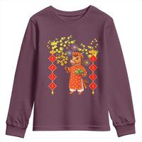 Funny Tet Holiday Youth Sweatshirt Cute Horse In Ao Dai - Wonder Print Shop