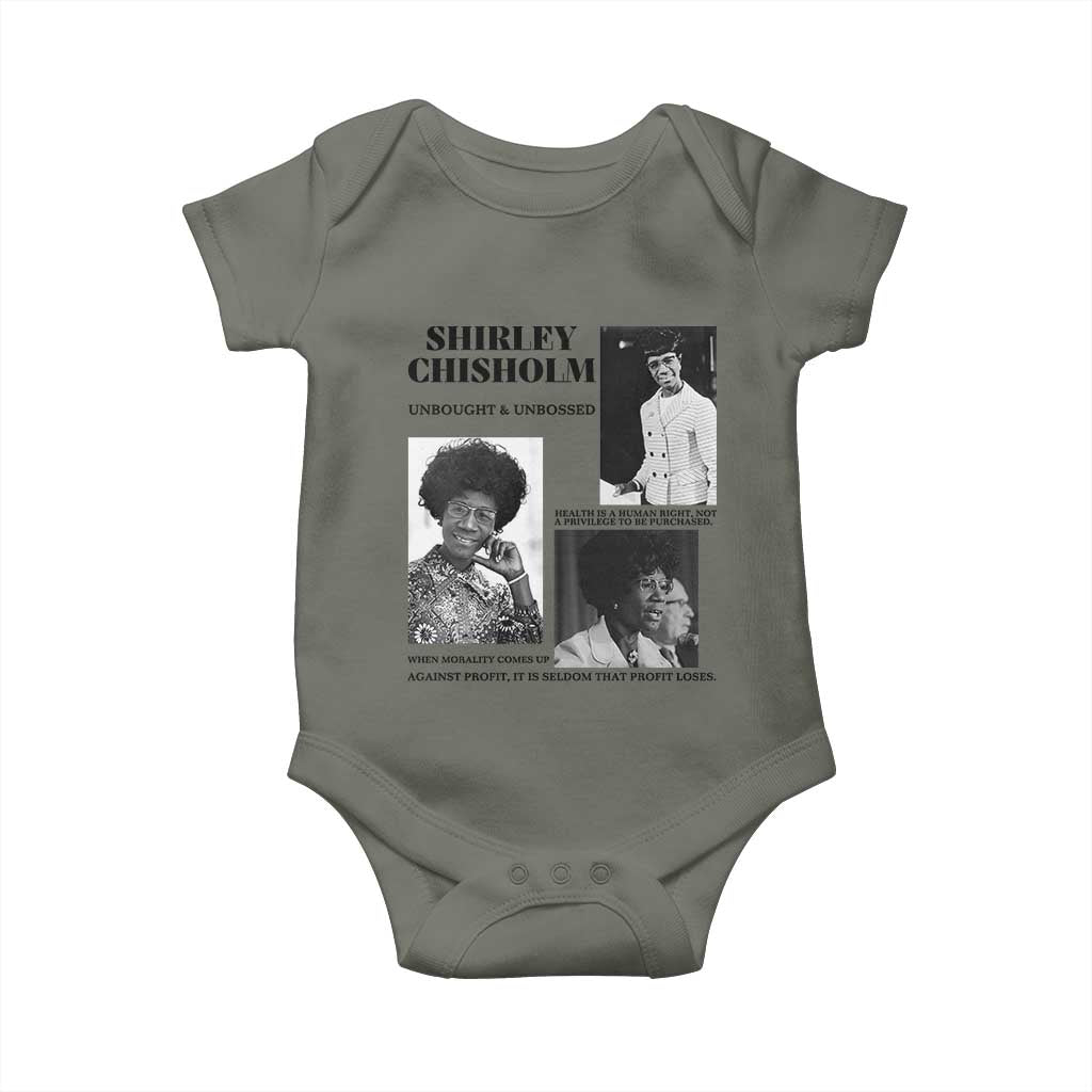 Shirley Chisholm Unbought And Unbossed Baby Onesie Vintage Feminist Poster