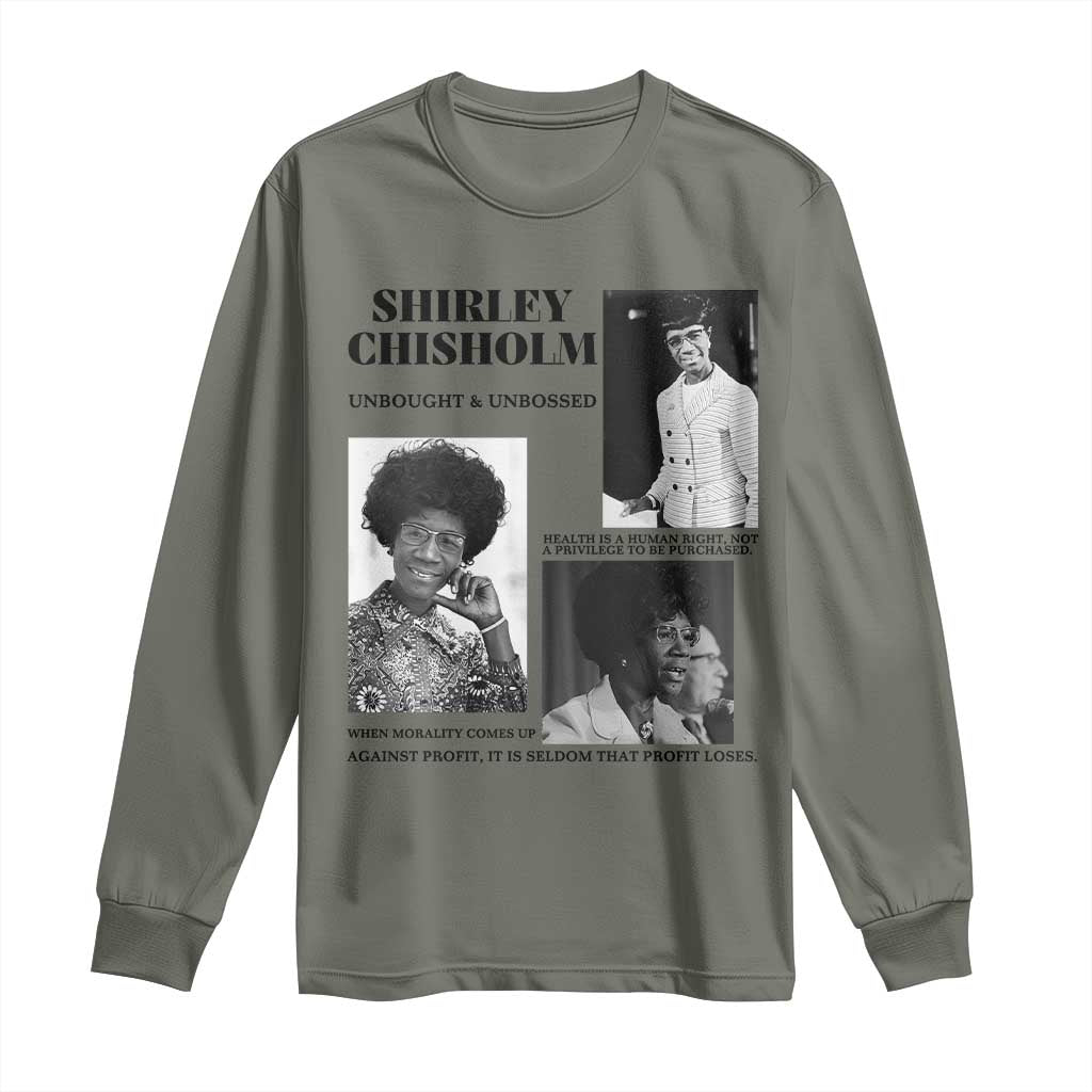 Shirley Chisholm Unbought And Unbossed Long Sleeve Shirt Vintage Feminist Poster