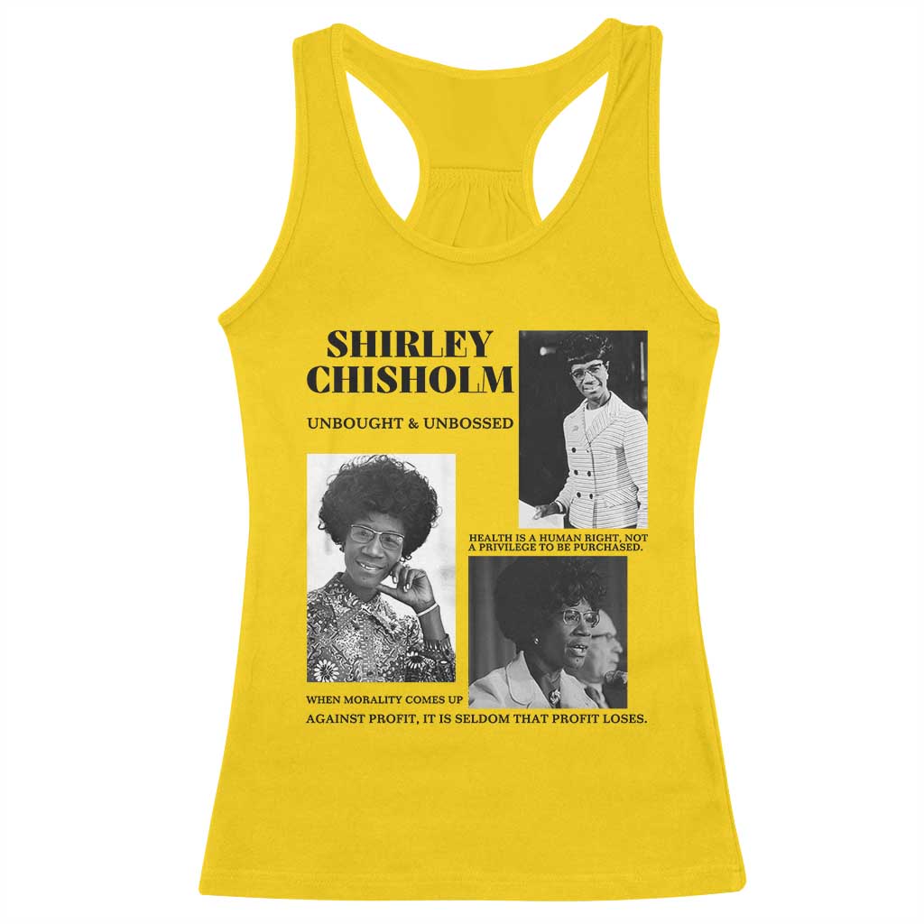 Shirley Chisholm Unbought And Unbossed Racerback Tank Top Vintage Feminist Poster