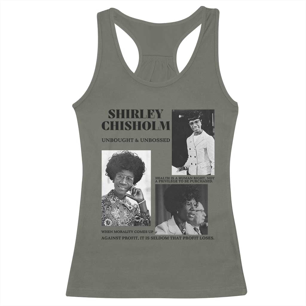 Shirley Chisholm Unbought And Unbossed Racerback Tank Top Vintage Feminist Poster