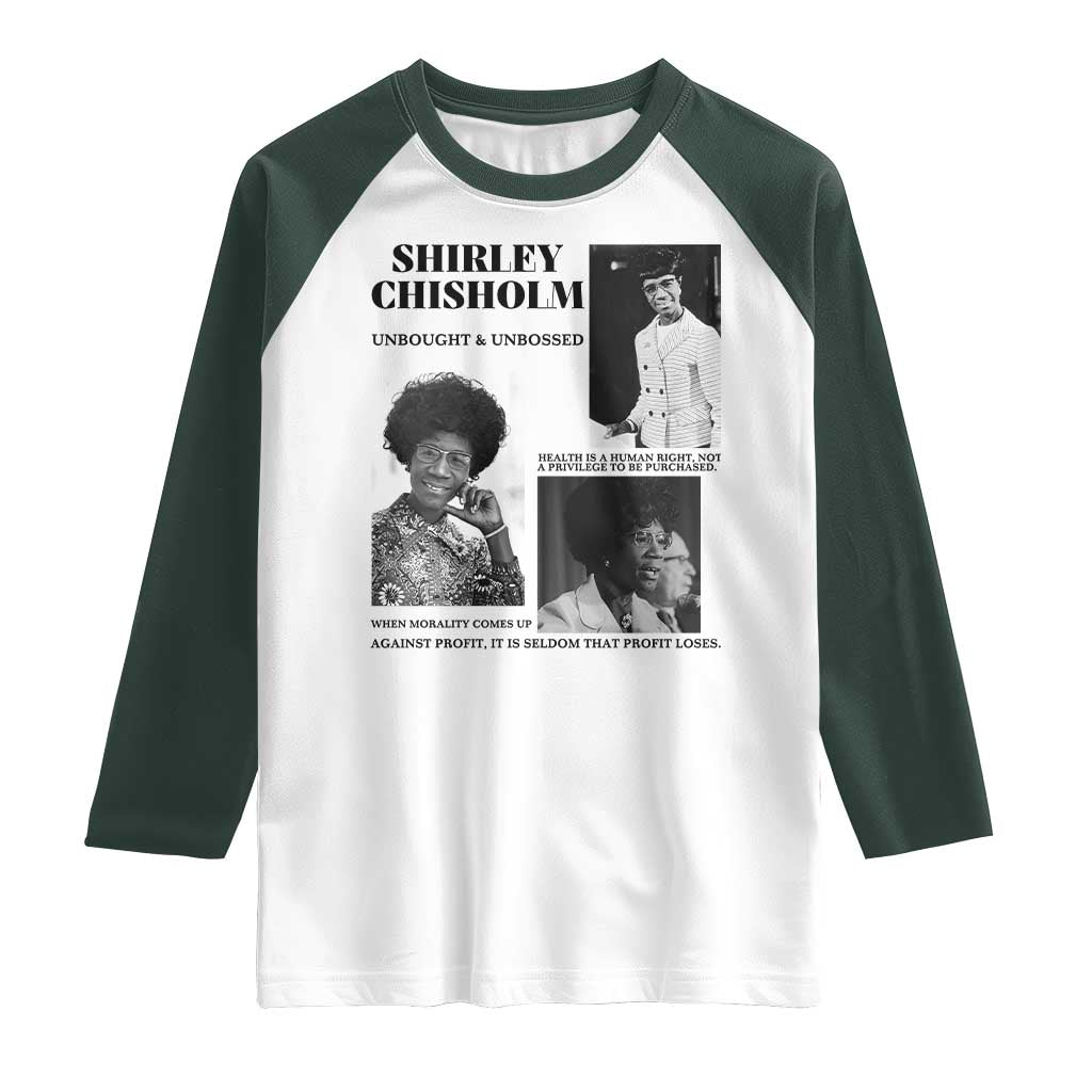 Shirley Chisholm Unbought And Unbossed Raglan Shirt Vintage Feminist Poster