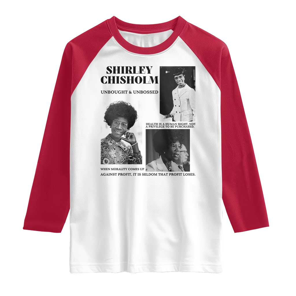 Shirley Chisholm Unbought And Unbossed Raglan Shirt Vintage Feminist Poster