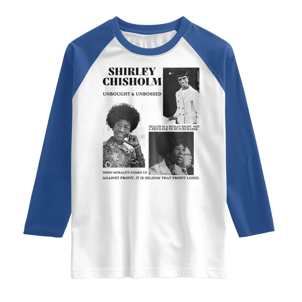 Shirley Chisholm Unbought And Unbossed Raglan Shirt Vintage Feminist Poster