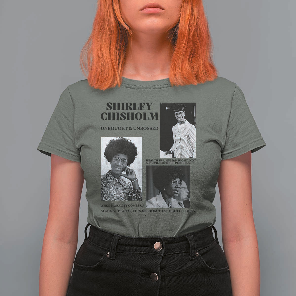 Shirley Chisholm Unbought And Unbossed T Shirt For Women Vintage Feminist Poster