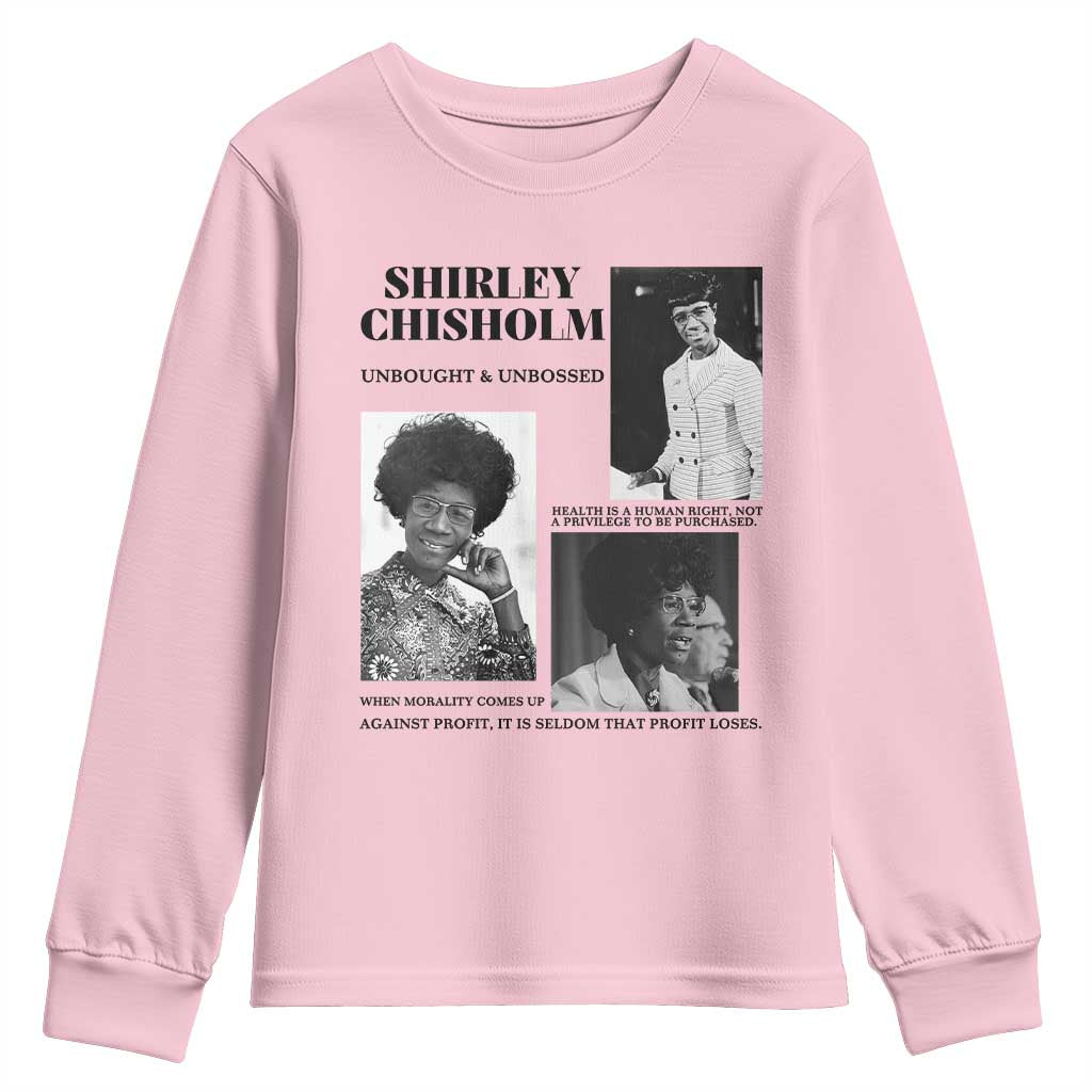 Shirley Chisholm Unbought And Unbossed Youth Sweatshirt Vintage Feminist Poster