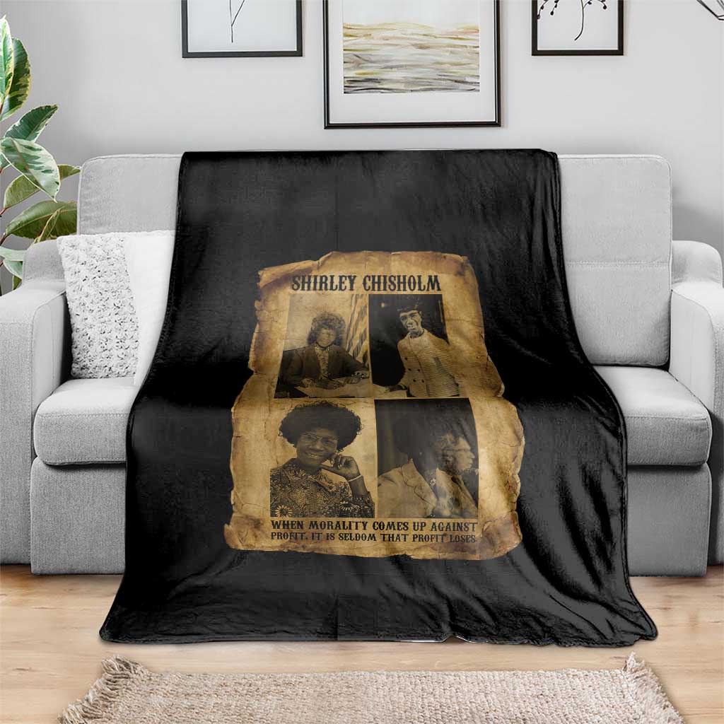 Vintage Shirley Chisholm Throw Blanket When Morality Meets Profit Quote