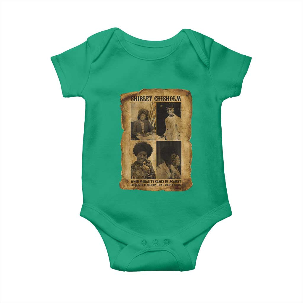 Vintage Shirley Chisholm Baby Onesie When Morality Meets Profit Quote