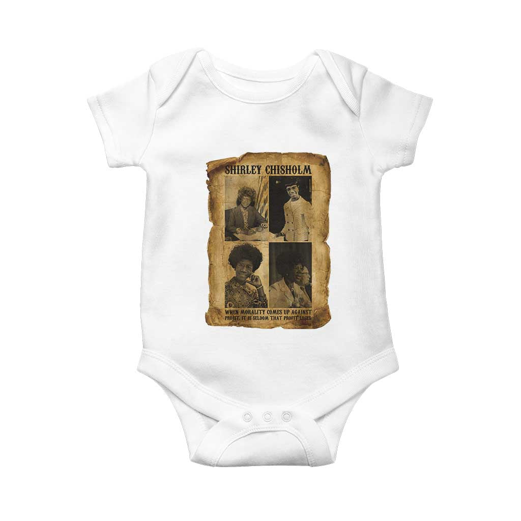 Vintage Shirley Chisholm Baby Onesie When Morality Meets Profit Quote