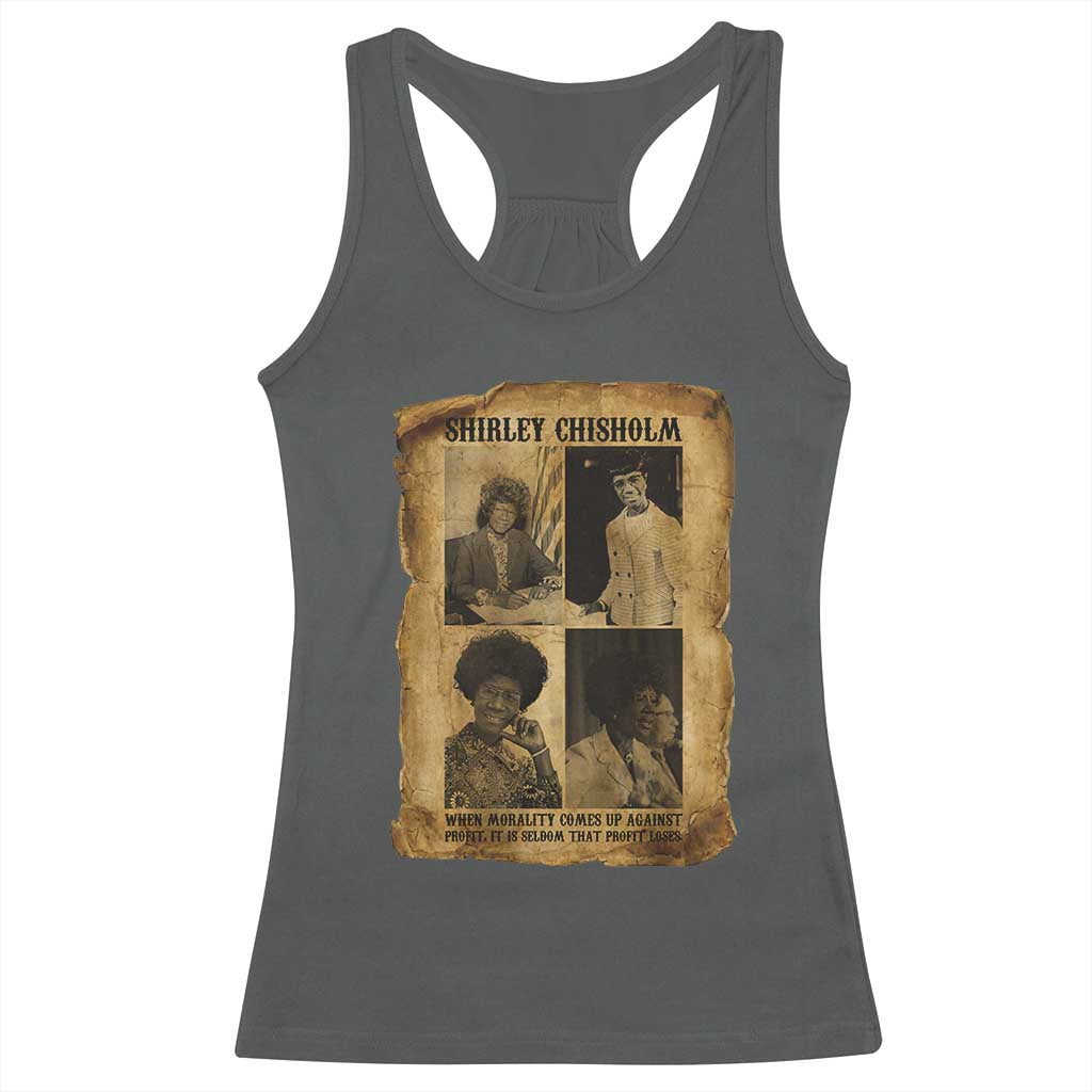 Vintage Shirley Chisholm Racerback Tank Top When Morality Meets Profit Quote