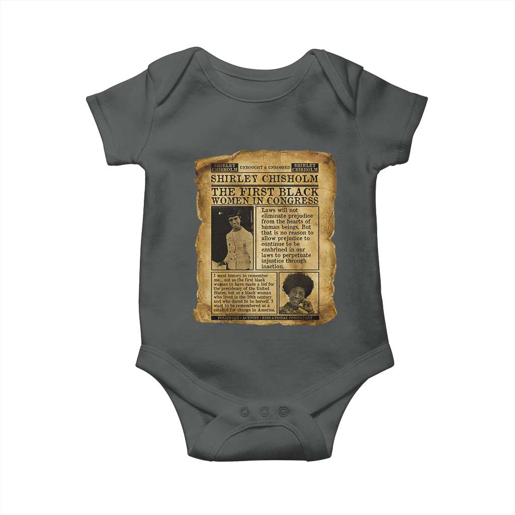 Vintage Newspaper Shirley Chisholm Baby Onesie First Black Woman In Congress