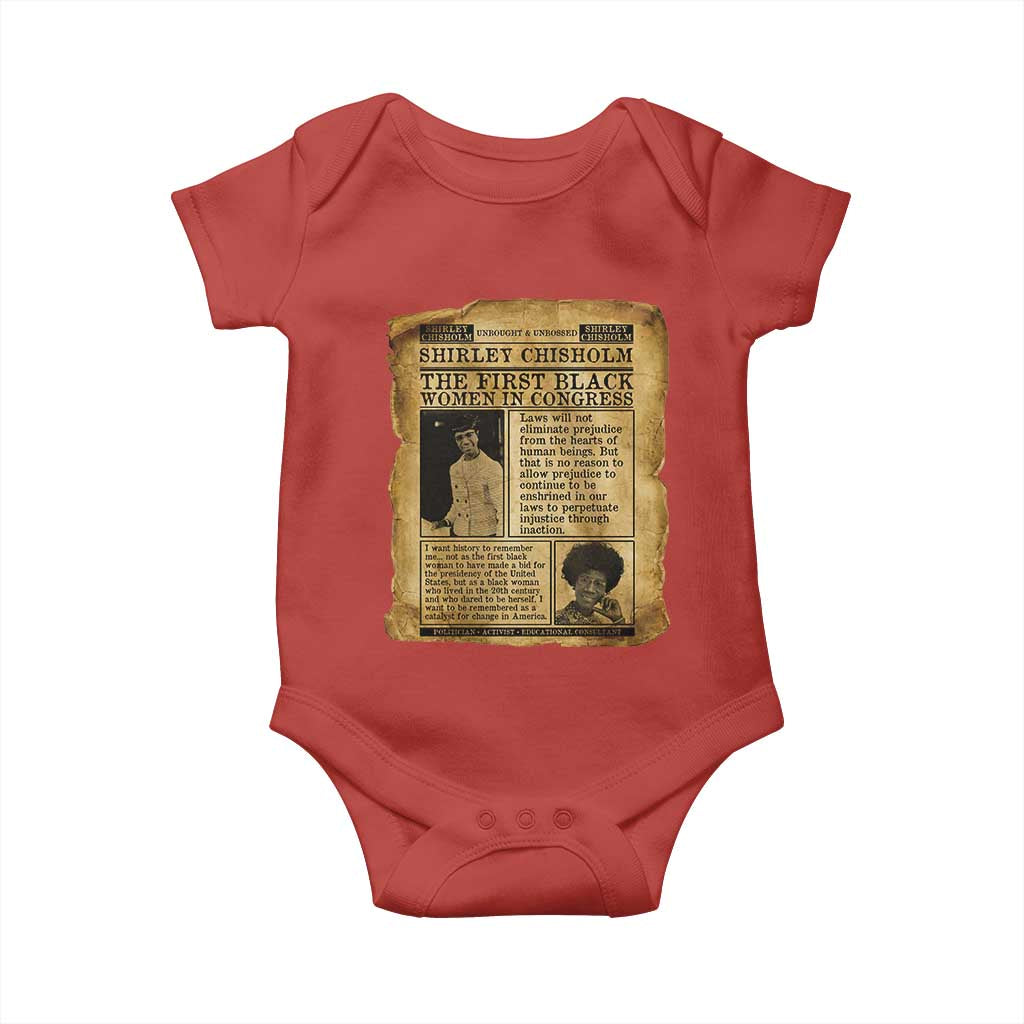 Vintage Newspaper Shirley Chisholm Baby Onesie First Black Woman In Congress