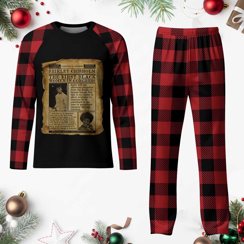 Vintage Newspaper Shirley Chisholm Plaid Pajama Set First Black Woman In Congress
